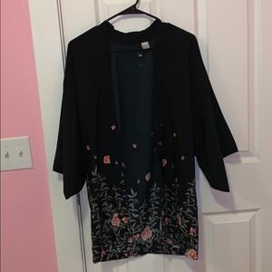 black & floral kimono